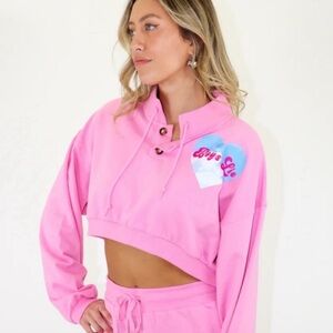 Boys Lie pink cropped sweatshirt sz S/M